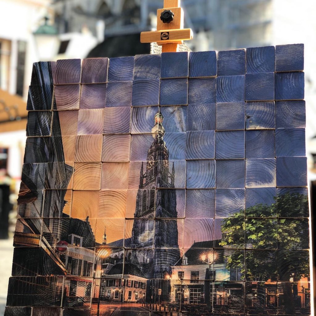 Kunstenaar Joris Bax Grote kerk op hout